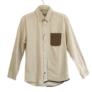 Taylor Stitch Cream and Brown Casual Button Down Shirt